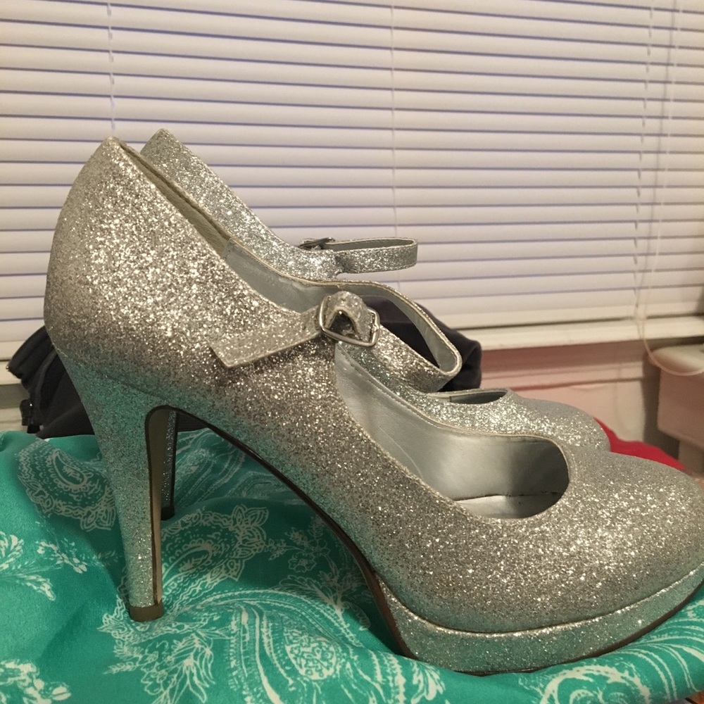 Sparkly Silver Heels